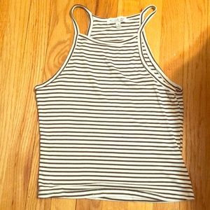 Racerback crop top: olive green and cream colored